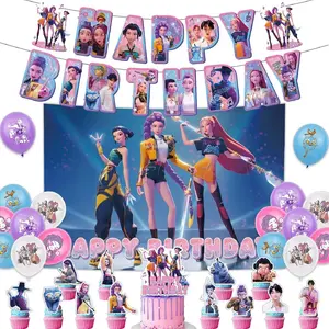 Anime Witch Girl Group Birthday Party Decoration Set, Idol-Inspired Backdrop Banner, Balloons & Cake Toppers, Cool Party Supplies Gifts for Girls, Kids & Teens