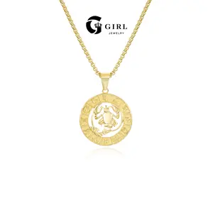 GGIRL Trendy 12 Month Zodiac Sign Pendant Necklaces for Men Women Stainless Steels Leo Constellation Necklace Retro Celestial Astrology Jewelry,Personlized Hip-Hop Accessories,Unique Gift For Chiristmas/Birthday