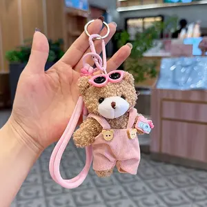 Teddy Bear Keychain, Fashionable Couple Plush Teddy Bear Keychain, Cute Cartoon Car Keychain Gift, Creative Handbag Charm