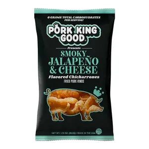 Pork King Good Smoky Jalapeño & Cheese Pork Rinds 1.75 oz (8 pack) - Keto Friendly, Gluten Free, Sugar Free Snacks Crispy Crunchy