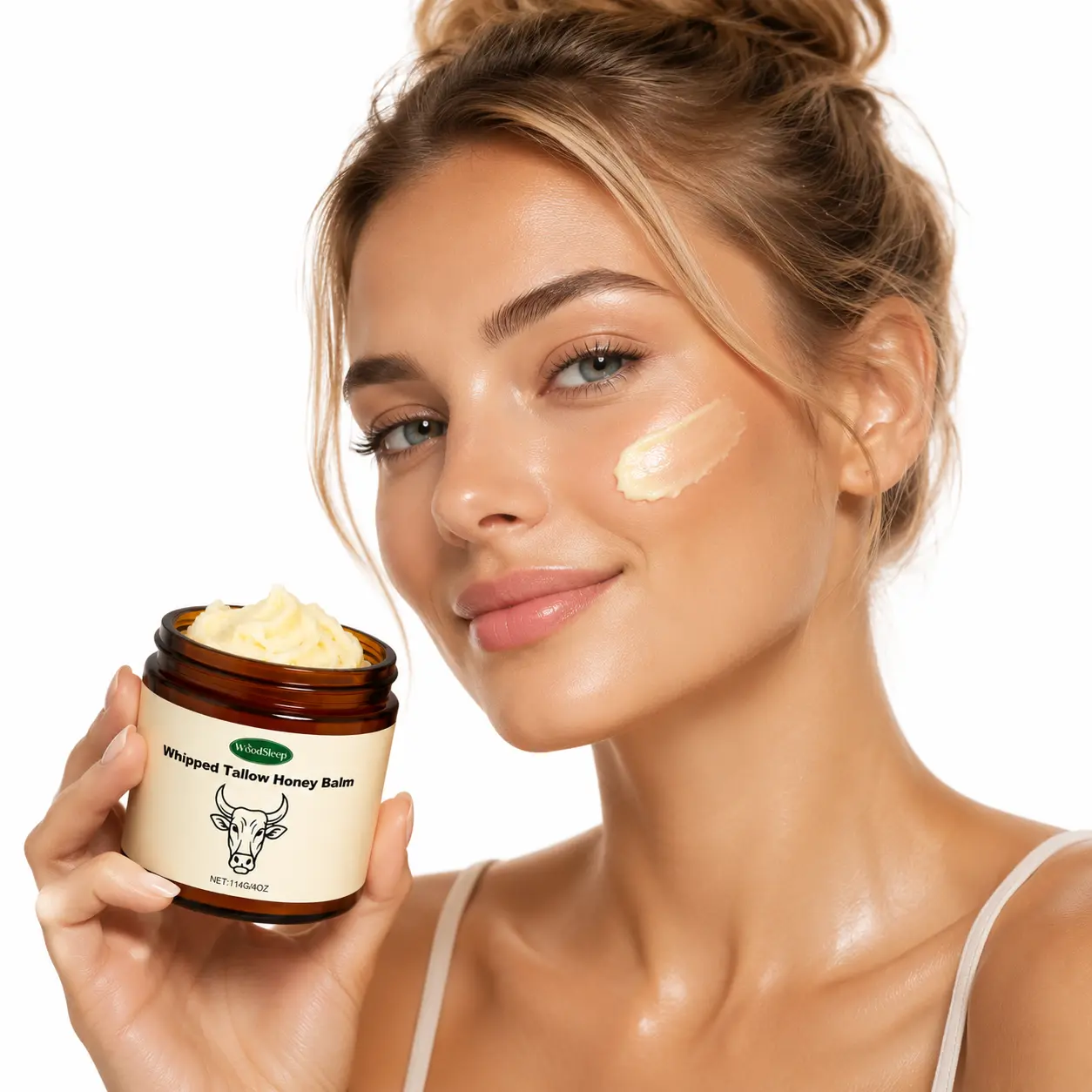 100% Grass-Fed Tallow Balm with Pure Honey, Deep Moisturizing Face & Body Cream for Dry Skin, Natural Skin Barrier Support, Nourishing Hydrating Lotion for Women & Men