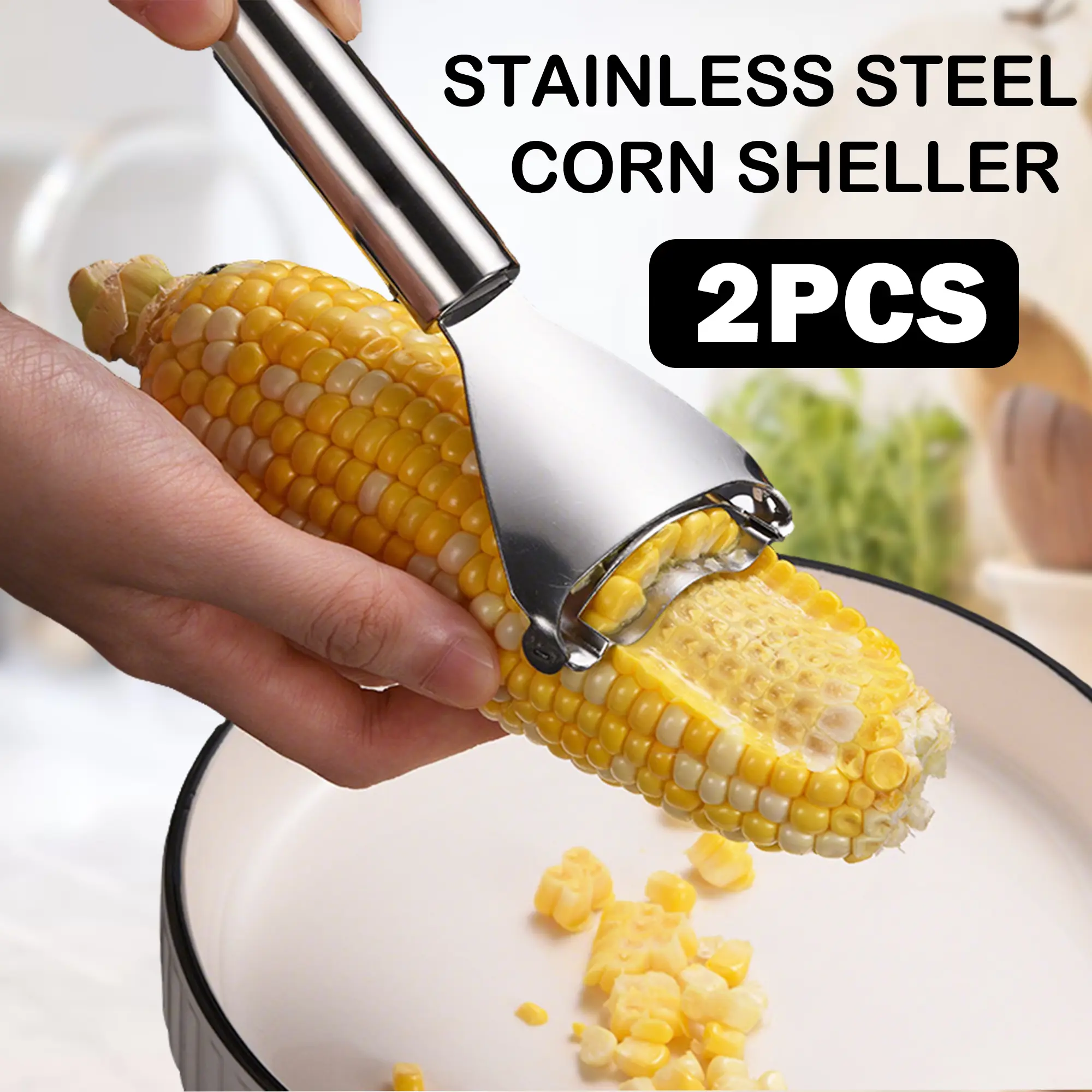2 Counts Corn Peeler, Heavy-Duty Corn Cutter for Fast Kernel Separation from Cob