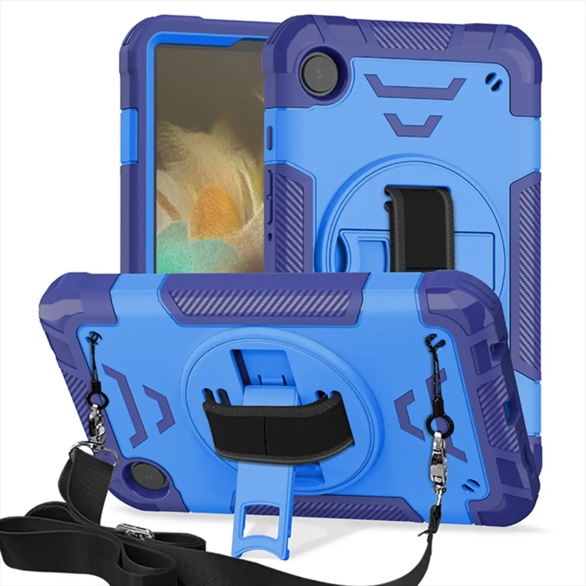 Tablet case suitable for Samsung Tab A11 8.7 inch (2025), also compatible with Tab A9 8.7 inch (2023), with a rotatable stand, adjustable shoulder strap and hand strap, full-coverage shockproof hard shell Tablet Covers Tablet Casing