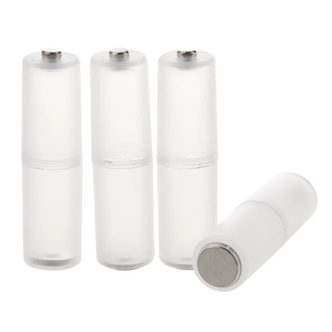 Battery Converters, 4 Pack Cylindrical Plastic Holders to Convert AAA to AA Size, Handy Cell Adapter Gadget, Accessories Clear White Charger