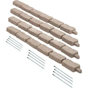 VEVOR Faux Stone Landscape Edging, No Dig Garden Edging Border, Flexible Blocks for Lawn Edging, Flower Beds, Driveway, Yards with 12 Spikes, 4 Pack 24 Bricks 16FT Kit, 47.2 Lx 4 Wx 9 H, BeigeVEVOR Super Brand Day