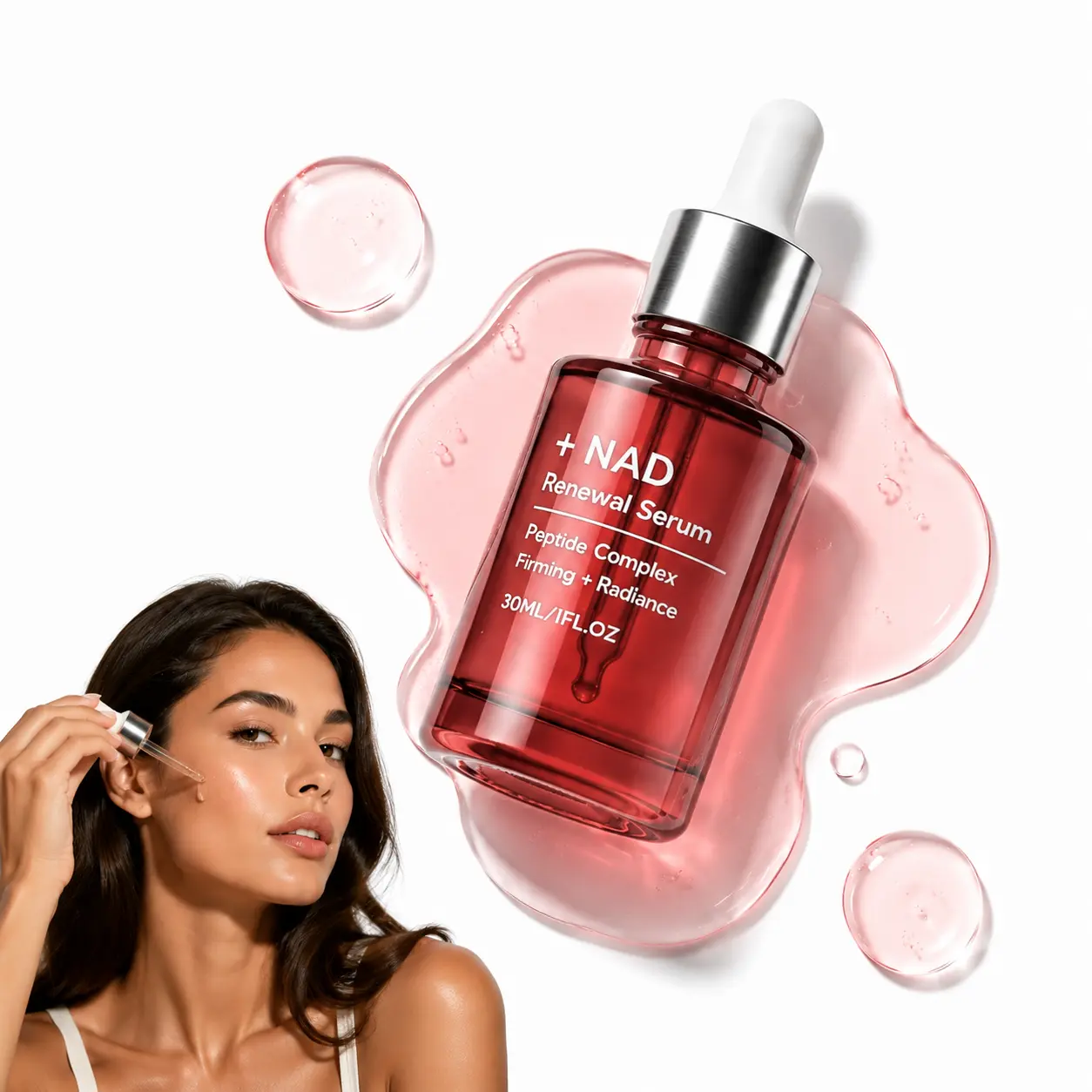 + NAD Firming Renewal Facial Serum with NAD, Hydrolyzed Collagen & Copper Peptide Complex - Daily Hydrating, Plumping, Radiant-Boosting Serum for Smooth, Firm-Looking Skin - 30 mL/1 fl oz Sensitive Redness Repair
