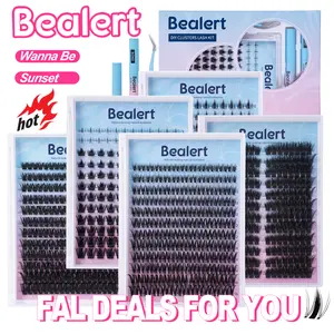 BEALERT Fairy Lash Clusters Invisible Band DIY Lashes Wet Look Waterproof Wispy Manga Kawaii Doll Lashes for Subtle Elegant Enhancement Eyelashes Extensions Glossy Cosmetic Makeup Eyelash Extensions