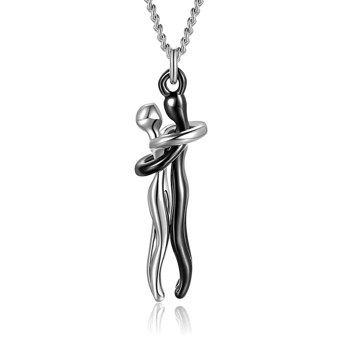 Hug Pendant Necklace - Couples' Tale of 2 Lovers Jewelry, Anniversary Ready Fashion Accessory for Women and Men