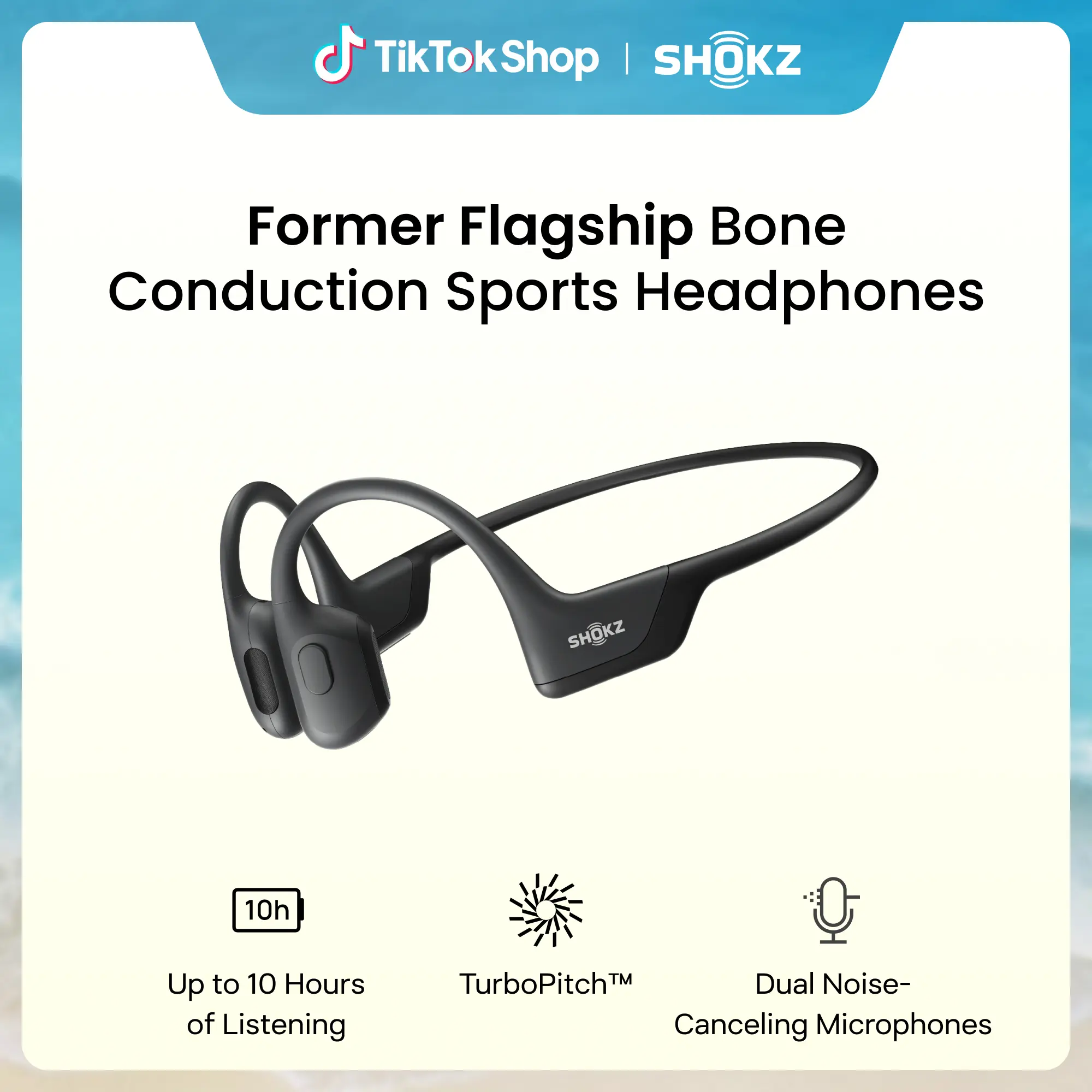 SHOKZ OpenRun Pro Open-Ear Bluetooth Bone Conduction Sport Headset - Electronic Audio Device, Sweat-Resistant Wireless Earphones with Premium Deep Bass, Built-In Mic for Hands-Free Calls