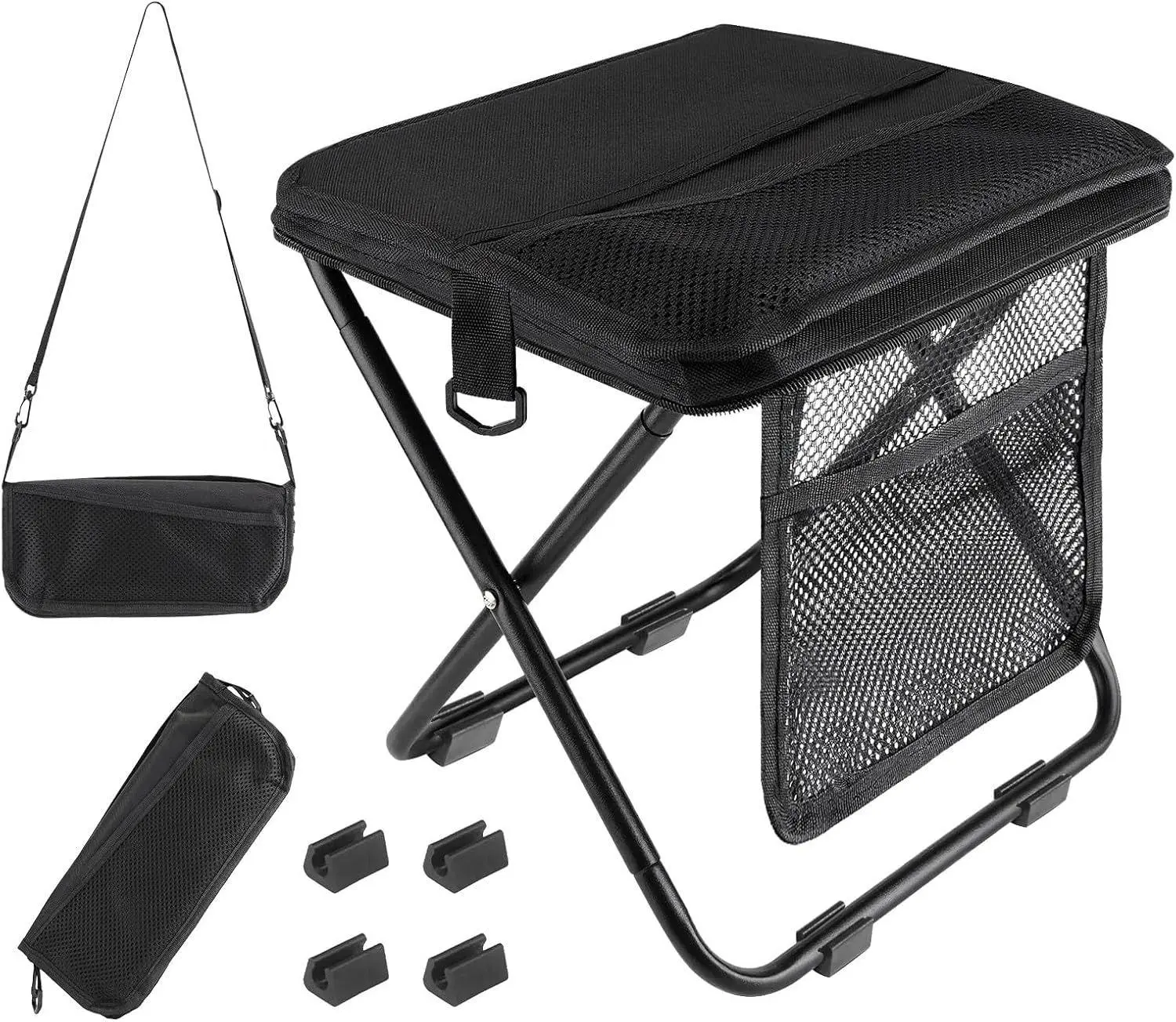 Lightweight Foldable Stool - Portable Collapsible Pocket Chair, Camping Furniture for Adults, Backpack-Friendly Outdoor Seat Footrest with High Weight Capacity for Camping, Hiking, Compact Portable Stools, Foldable Stools