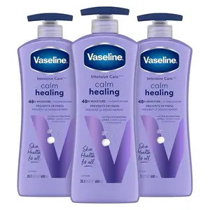 Unilever Vaseline Intensive Care Calm Healing Body Lotion with Lavender Extract, 3 Count, 20.3 Oz for Dry Skin
