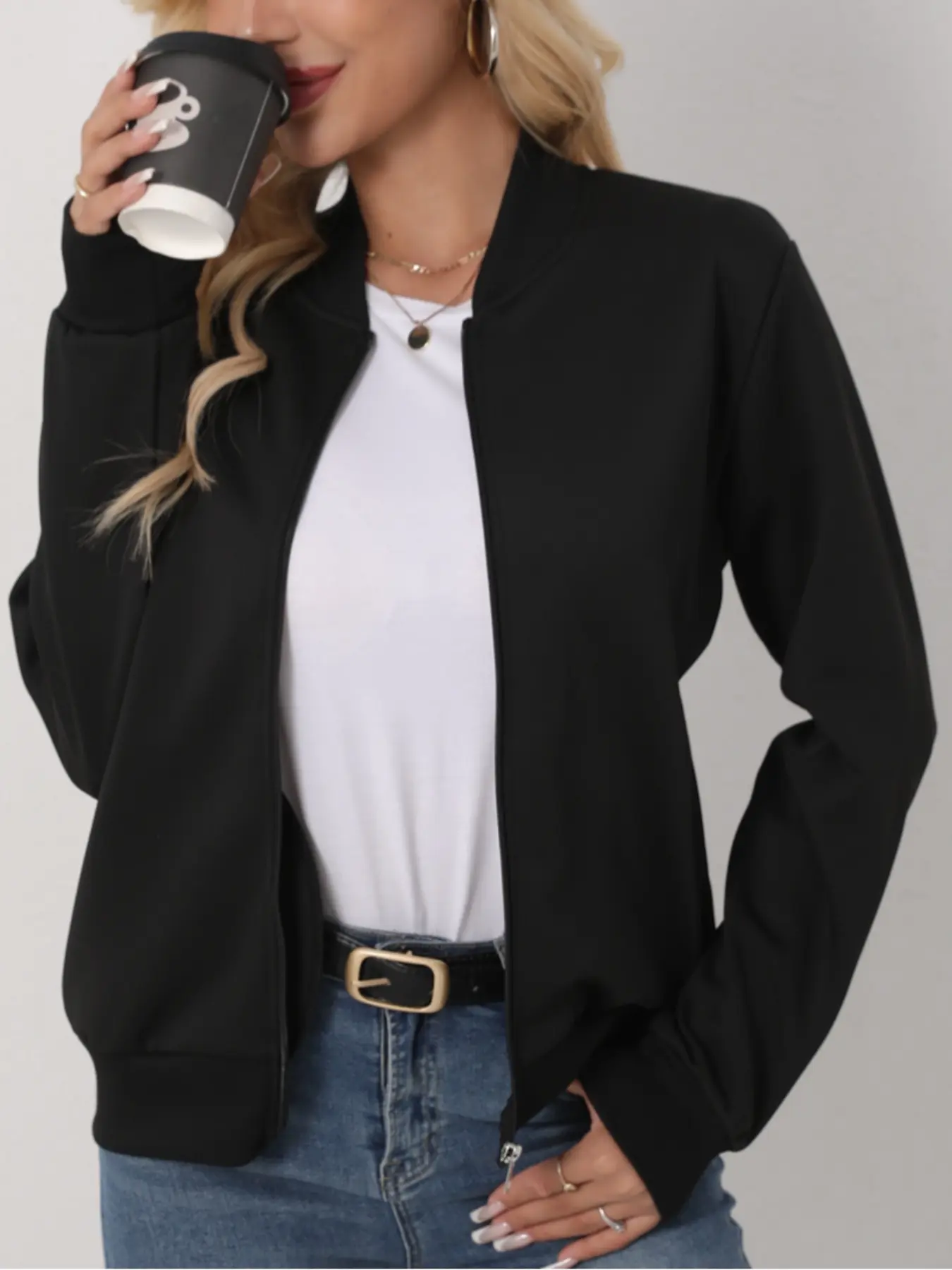 Women's casual Basic fitted jacket, Long Sleeve, stylish and comfortable Print design, perfect for everyday wear, a versatile fashion staple for spring and autumn, Fall Jacket, Coats