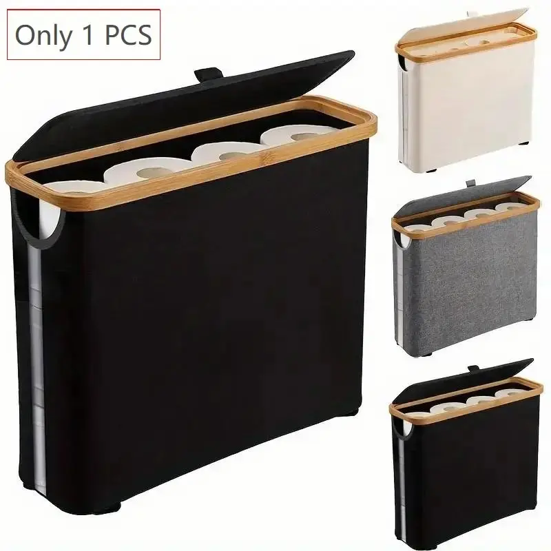 Toilet Paper Holder Storage Box, Bathroom Tissue Holder, 1 Count Multi Purpose Bathroom Organizer with Lid, Bathroom Accessory, Prefer for Home Office or Laundry Room