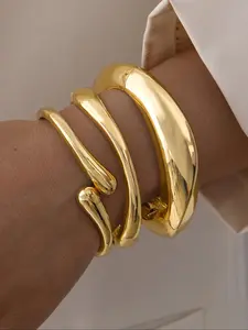 Women's Elegant Irregular Geometric Design Bangle Bracelet, Wavy Cuff Bangle, Fashion Jewelry for Party, Daily Clothing Decor, Trendy All-match & Exquisite Jewelry for Birthday Gift, Fashion Bracelets