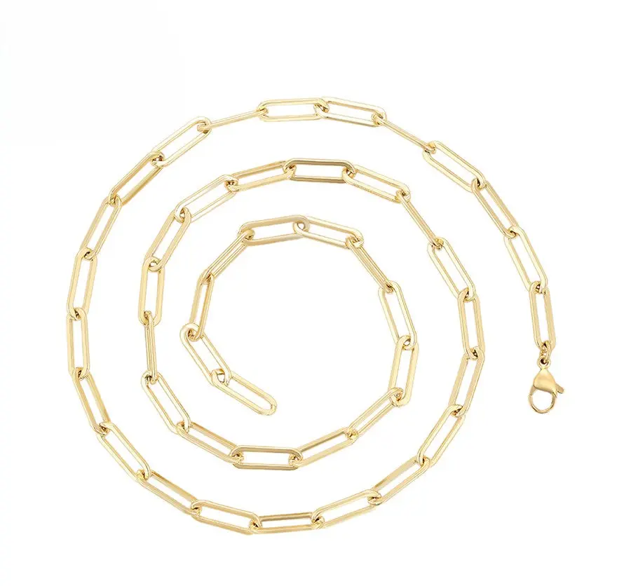 14K Gold Plated - Chunky Rectangular Link Necklace