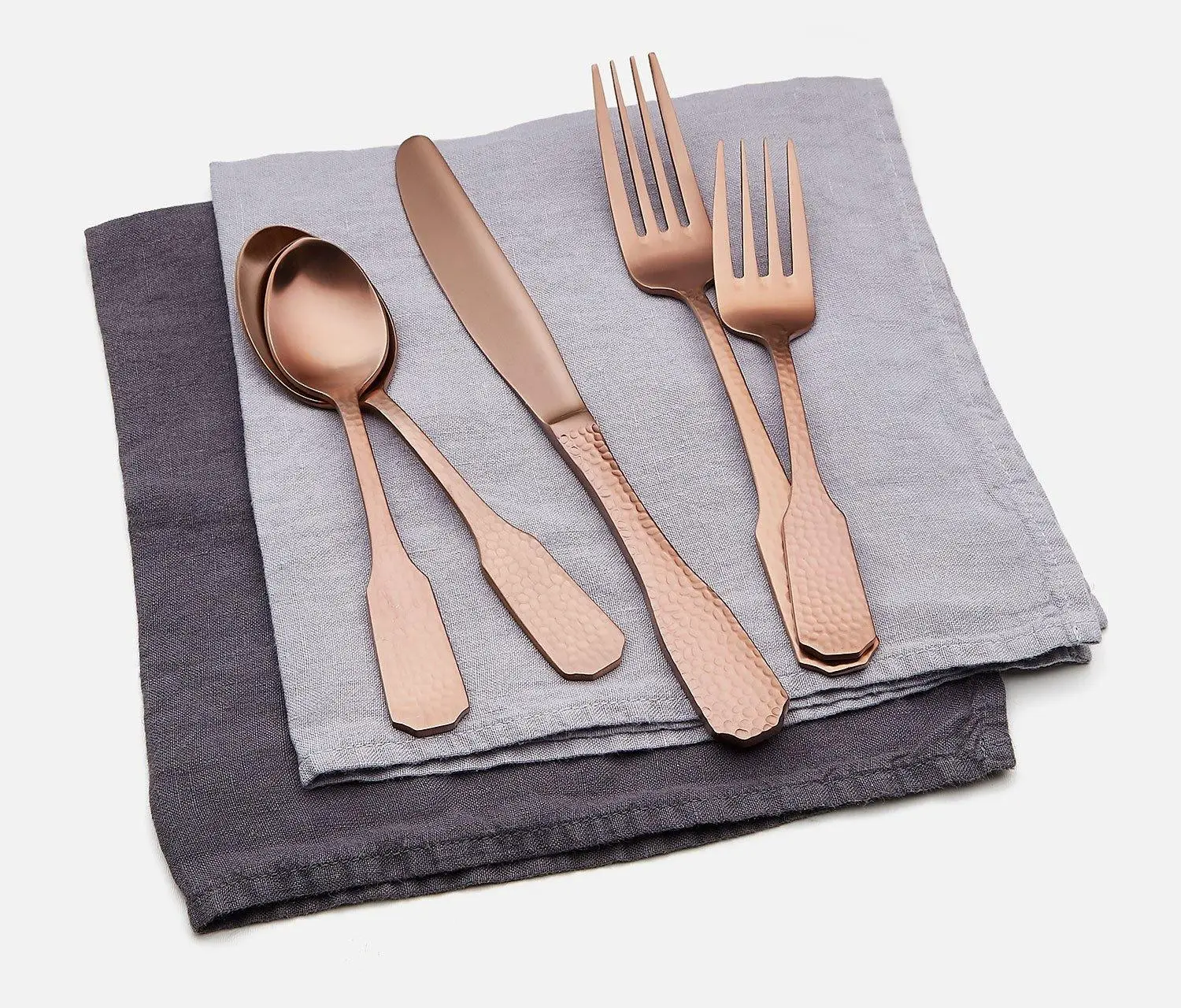 Sedona Hammered Brushed Copper Finish Flatware 10pc Set