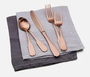 Sedona Hammered Brushed Copper Finish Flatware 10pc Set