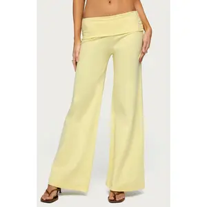 Edikted Women's Wide Leg Foldover Pants