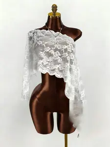 Women's Fashionable Summer Vacation Lace Fabric Loose Fit Half-Transparent Design Scarf, Beachwear, Evening, Travel Wear