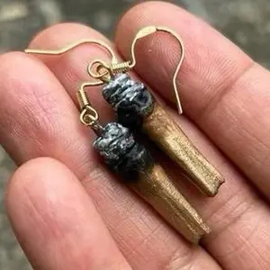 Gold Painted Roach Earrings, Sweetchibababy Wearable Art Novelty Jewelry, 14k Gold Hooks