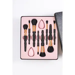 Chunky Black Tin Glitz & Glam | 10pc Essentials Collection Brush Set | GG4759