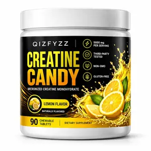 Creatine Candy Chewable Tablets 5000mg Per Serving, Micronized Creatine Monohydrate, Lemon Flavor, Pre & Post Workout Energy Support, Non-GMO, Gluten-Free, 90 Count Dietary Supplement
