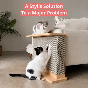 Cat Scratcher Side Table, Modern Cat Scratcher Side Table for Couch Corner, Stylish Cat Scratch Furniture Protector, Wooden Cat Scratching Post for Indoor Cats