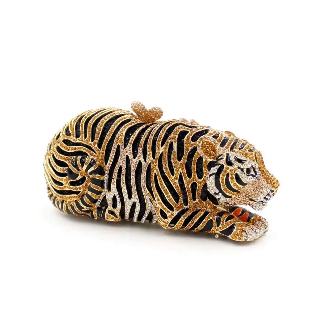 Tiger rhinestone  clutch
