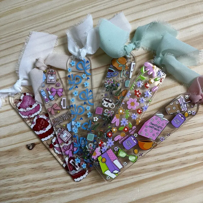 Cozy Girl & Floral Acrylic Bookmarks| Bookmark kit , Gift for Bookworms |Decorative Bookmark | Bookish Accessories| Flower Book, Girly Acrylic Bookmark