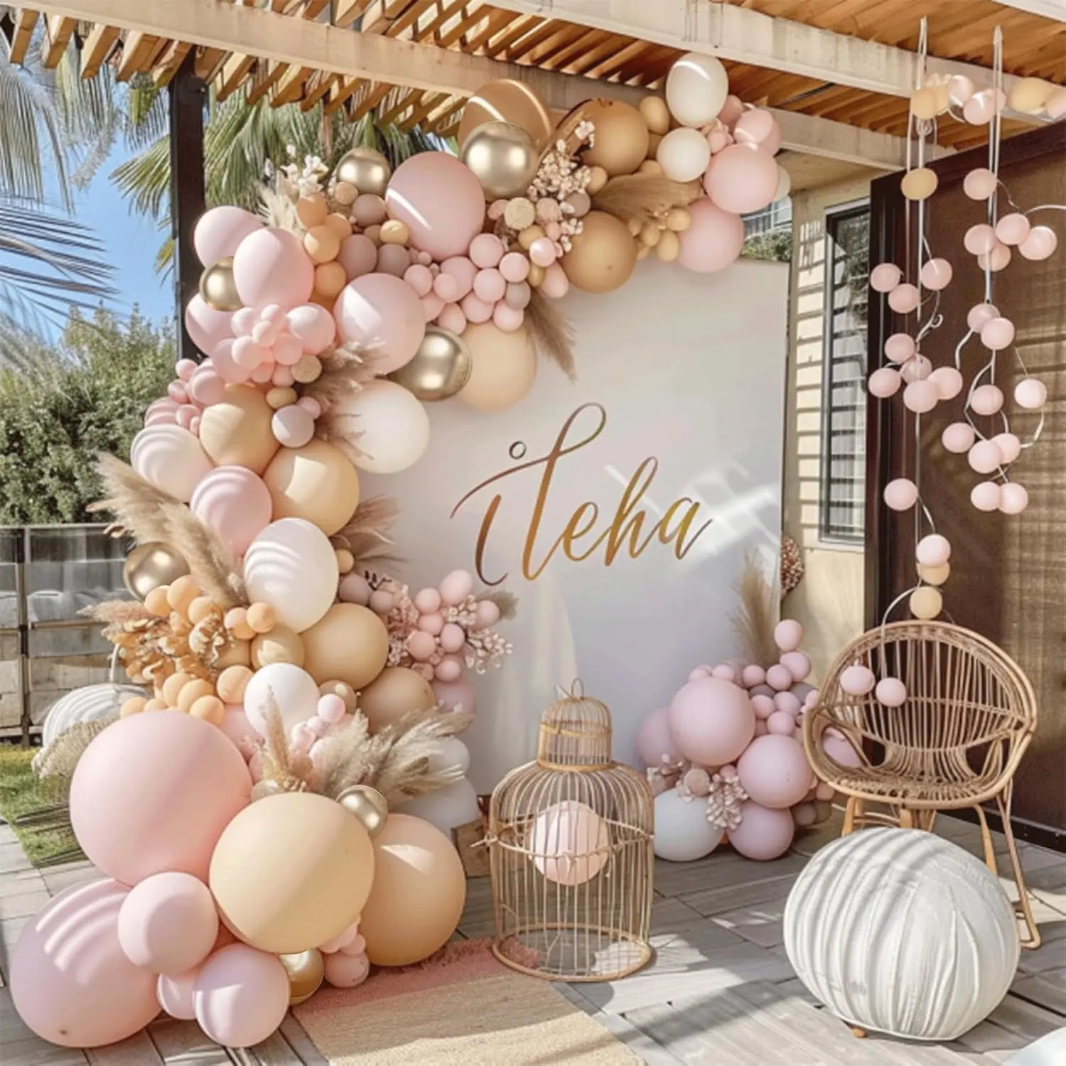 Dusty Pink White Balloon Arch Kit, Pink and  Balloons With White Nude Champagne  Balloons for Boho Engagement Wedding Bridal Shower Birthday  Shower Decorations