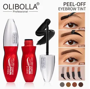 OLIBOLLA Peel-Off Eyebrow Tint Kit: Waterproof & Smudge-Proof Brow Dye Gel, Long-Lasting Natural Color, Easy At-Home Tattoo Effect for Fuller Defined Brows，eyebrow tint
