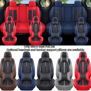 Advanced PU Leather Car Seat Cover, Universal Fit for 95% of 5-Seat Vehicles, Breathable Anti-Scratch, Optional Headrest and Lumbar Support
