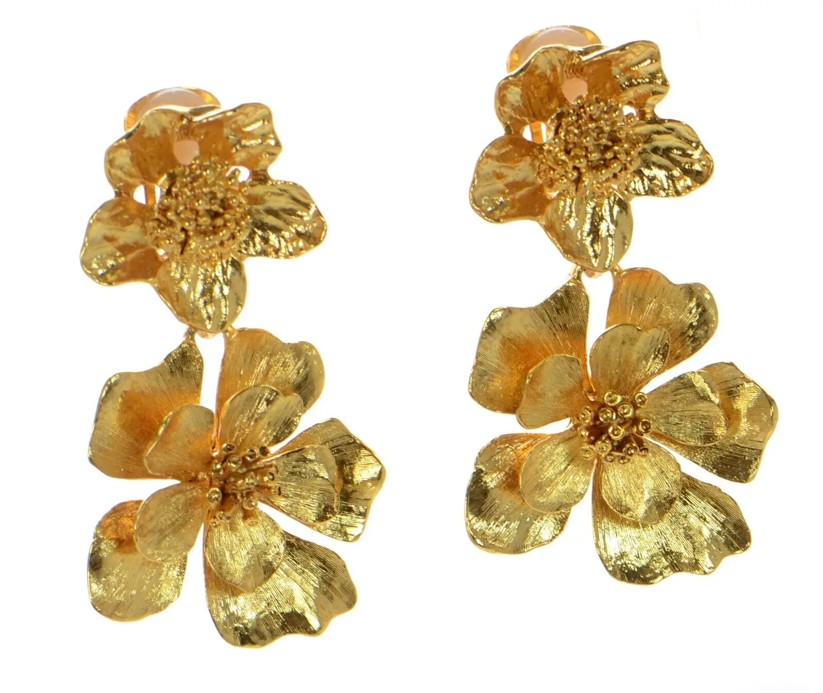 Oscar de la Renta Classic Goldtone Flower Earrings Female