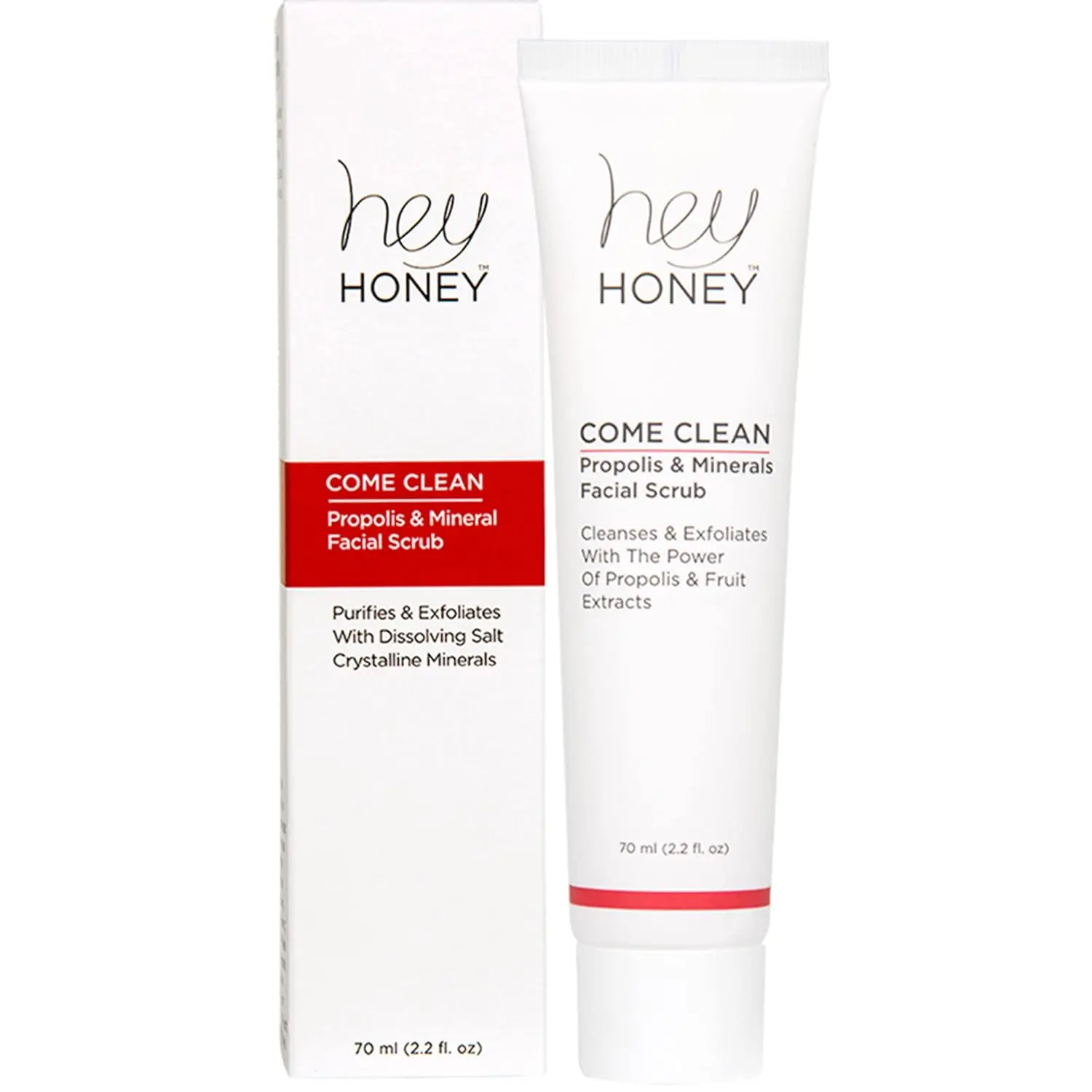 Hey Honey Come Clean Propolis & Dead Sea Salt Minerals Facial Scrub - Gentle Exfoliant for All Skin Types - 70ml