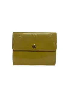 Pre-owned Louis Vuitton Leather Card/Coin Holder Beige Vernis Ludlow Perfect For Daily Use