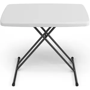 Folding Table 30 Inch - Small Desk Adjustable Height TV Tray for Laptop, Couch, Camping - Heavy Duty Utility Foldable Table for Small Spaces, No Assembly Required, Black Granite