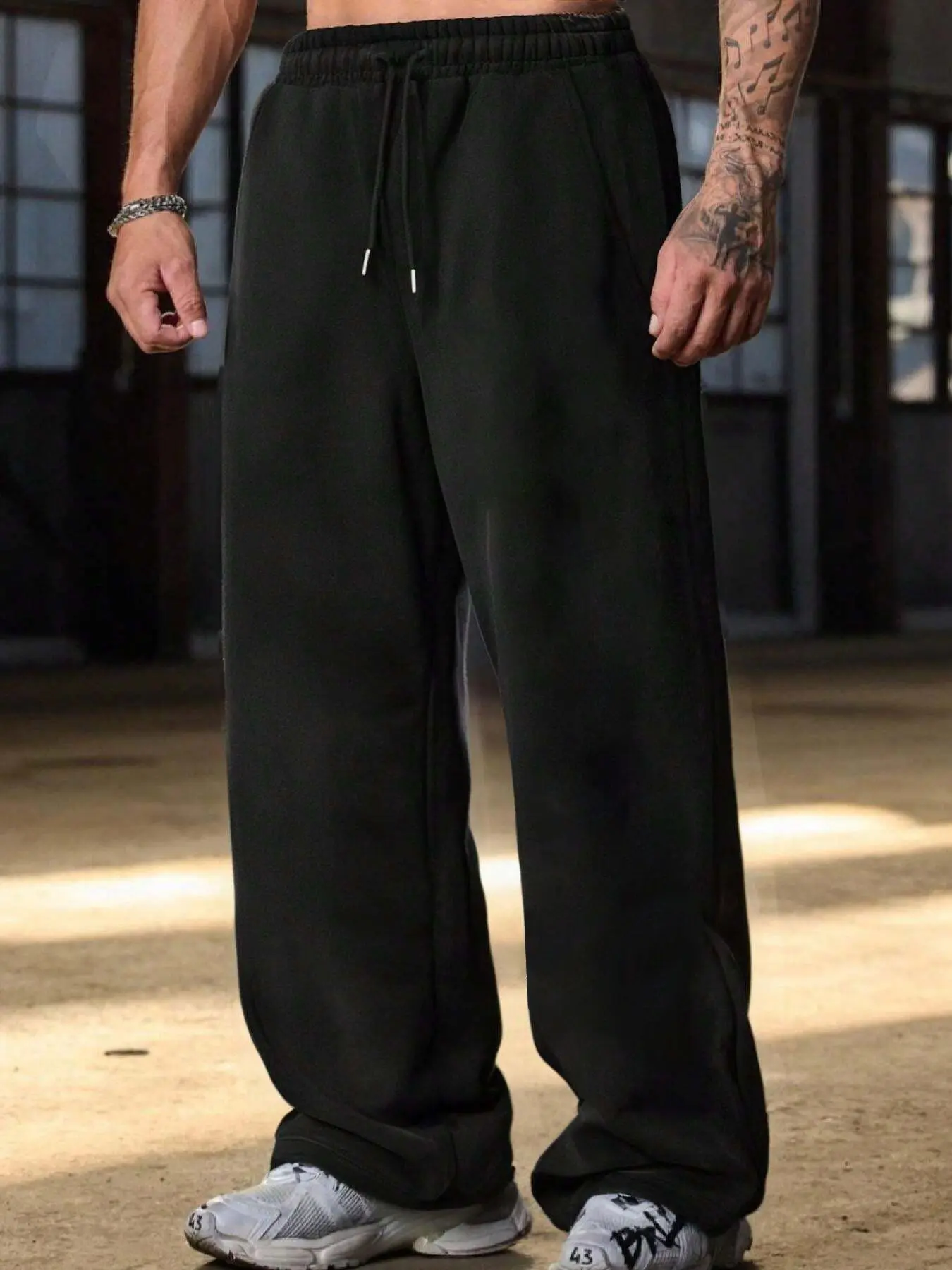 Men's Classic Solid Color Drawstring Waist Joggers, Comfortable Casual Fitted Running Pants, Sporty Activewear Style for Spring & Fall, Runner Pants, Drawstring Sports Pants