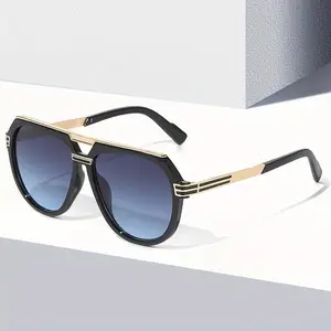 Oversized Pilot Sunglasses for Women Men Trendy,Large Big Double beam Designer Fashion Vintage Shades Retro Sun Glasses