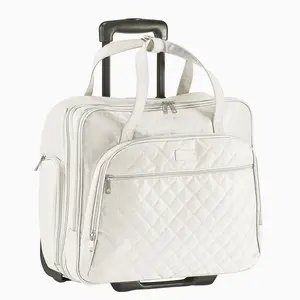 Rolling Laptop Bag - 15.6 in Wheeled Briefcase with 2 Fixed Wheels, Telescoping Handle, Roller Computer Tote for Work, Travel