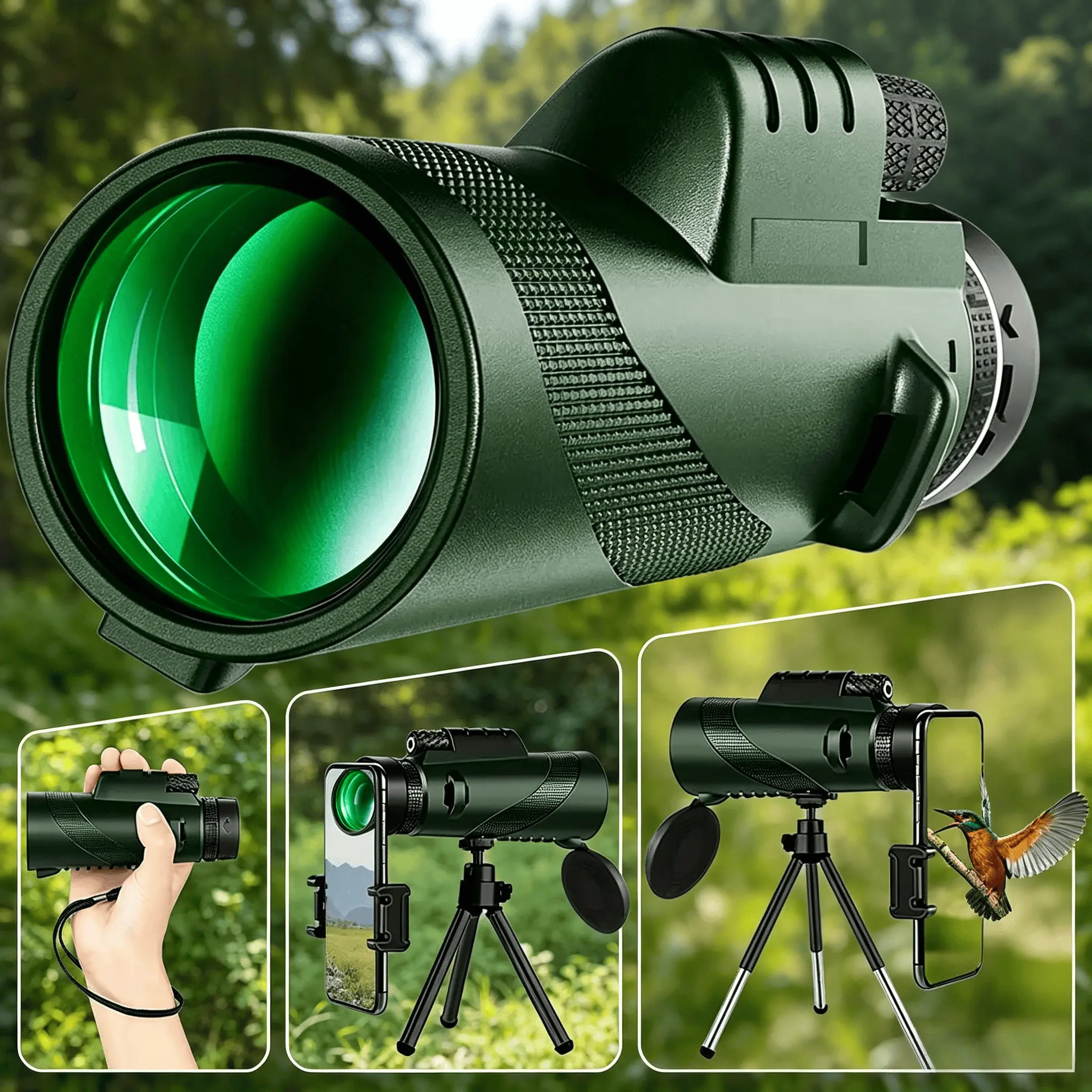 Compact 80x HD Monocular Telescope for Hunting and Birdwatching, Lightweight All-Weather Portable Travel Scope for Nature Enthusiasts, Outdoor Monocular Telescopes, Portable Travel Telescope