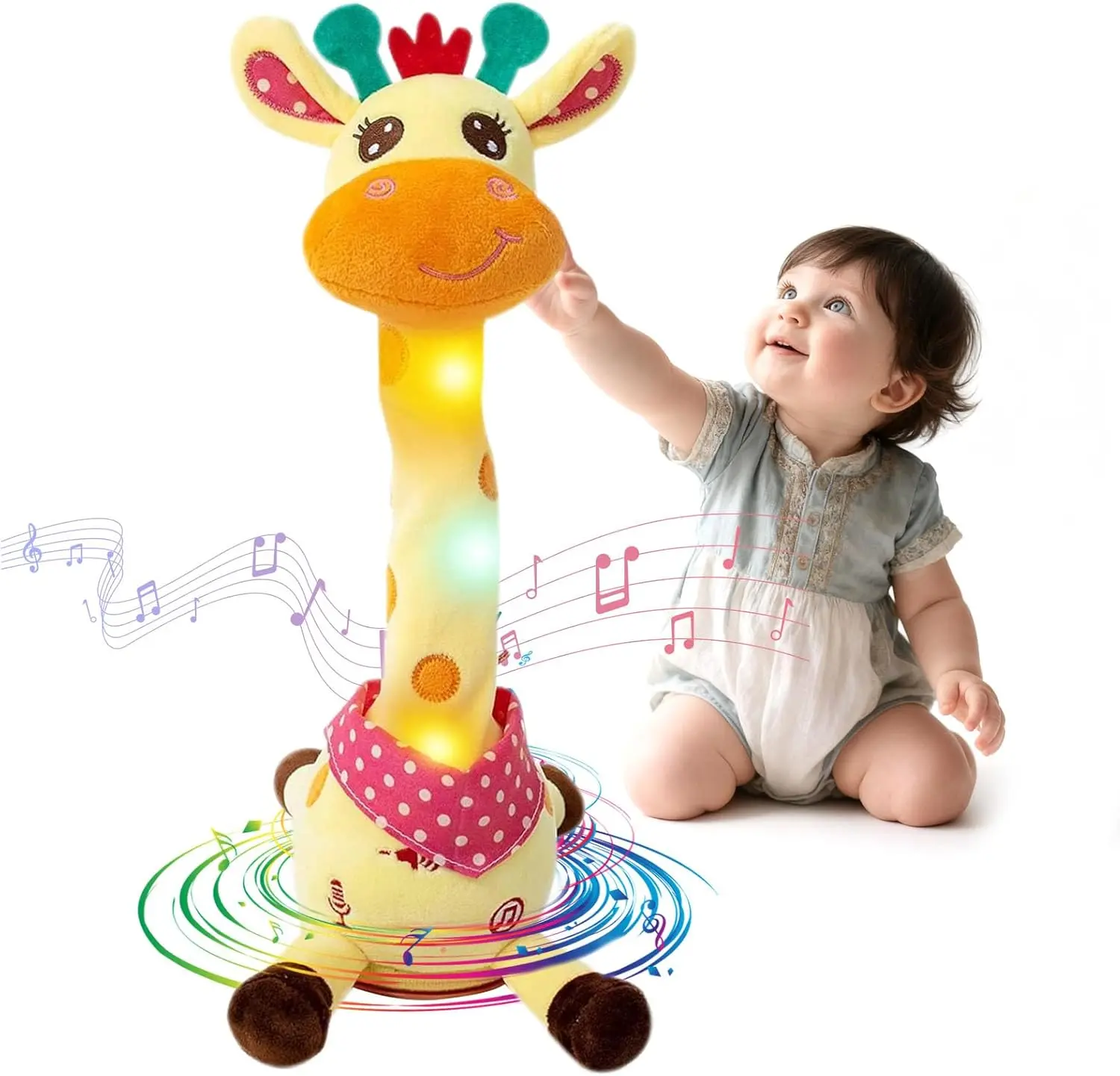 Talking Giraffe Stuffed Toys, Volume Adjustment Dancing Singing Animal Light Up Toys Repeat What You Say Mother's Day Gifts