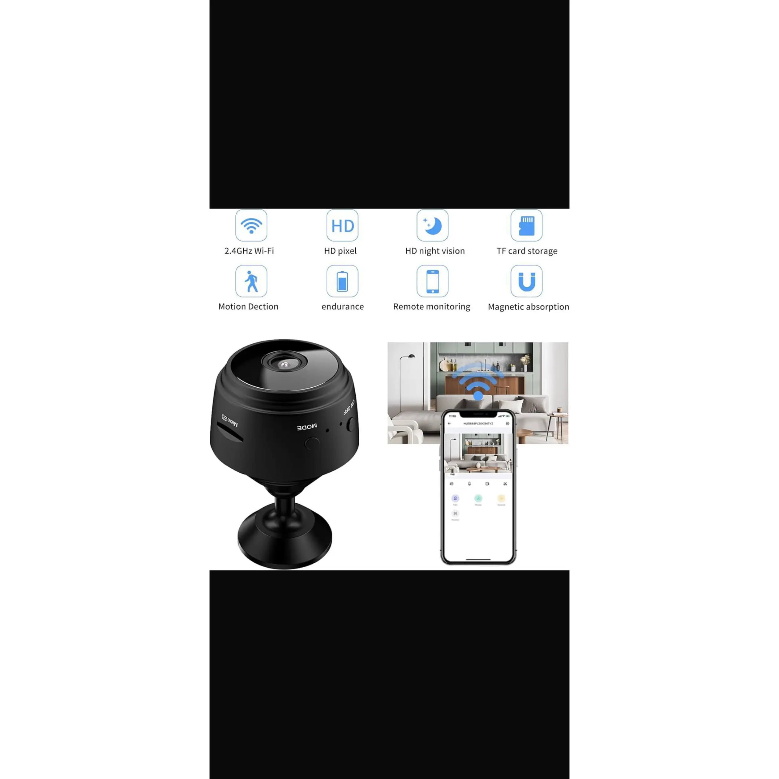 House Guard Security Camera, Household Mini Cameras, 1080p HD Wireless Security Camera with Smart Motion Detection, Night Vision, Wide-Angle Lens, Magnetic Mount for Home Office