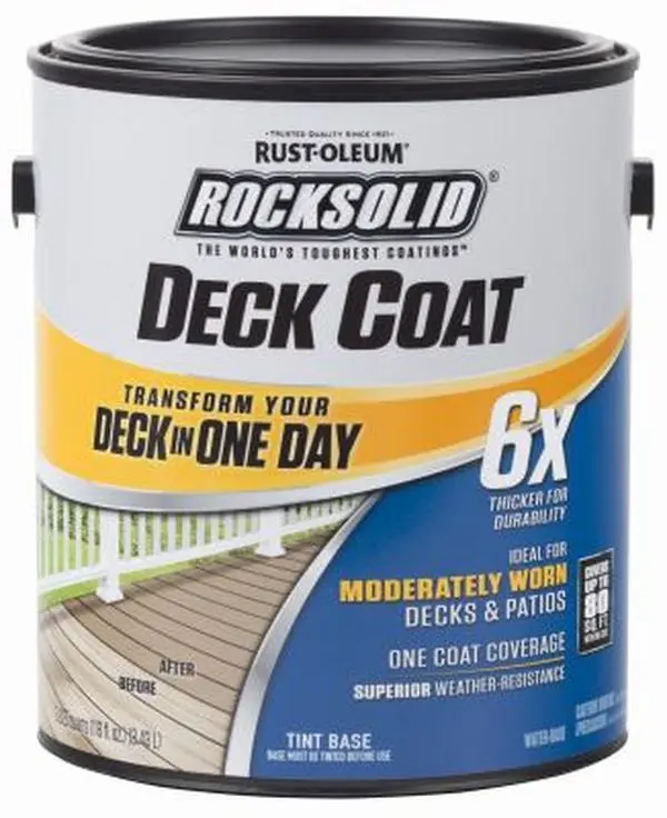 212 MAIN Rust-Oleum 225225 RockSolid 6X Resurfacer Paint - 1-Gal Tint Base, Exterior, Weatherproof 1-Coat Concrete Deck Repair Protector