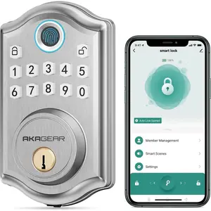 Door Lock with - Deadbolt, Locks for Front Door, Auto-Lock & One Locking with Bluetooth, Password Code, APP, Nickel