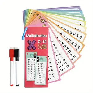 18-Piece Multiplication Flashcards Set, Math Learning Self-Assessment Tool, Teaching and Math Training Resource, 0 to 12 Multiplication Cards
