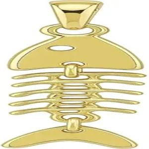 3D Fish Bone Pendant Necklace- 14k Gold Vermeil Fish Pendant - 16" Rolo Chain - Lightweight Articulated Skeleton Charm Necklace for Women - Fun Nautical Jewelry Gift, Made in USA