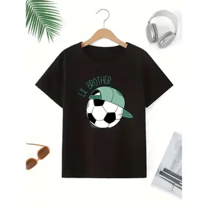 Youth Soccer-Themed T-Shirt |   Casual Black Crew Neck Short Sleeve, Perfect Gift for Soccer Fans, Weekend Casual Wear
