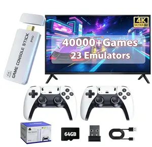 2026 Mass Games Retro Game Console with 40000+ Built-in Games 23 Emulators 2 Wireless Controllers & 128GB SD Card Perfect for Kids & Adults Portable Gaming System - Button, Hdmi