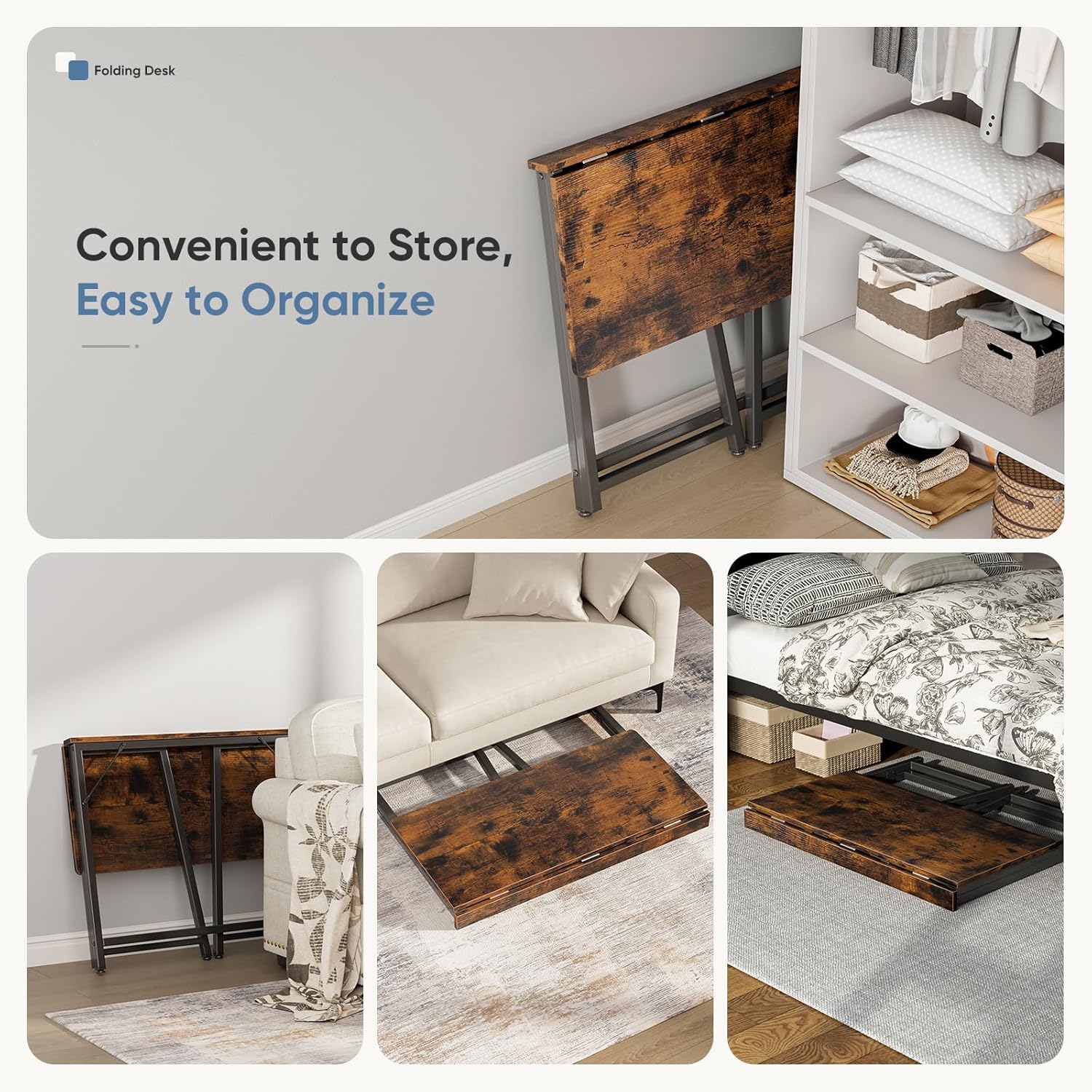 Small Space Folding Desk 31.5 Inch, Compact Foldable Computer Table, Narrow Home Office Workstation for Apartment, Dorm & Bedroom Small Space Folding Desk 31.5 Inch, Compact Foldable Computer Table, Narrow Home Office Workstation for Apartment, Dorm & Bedroom