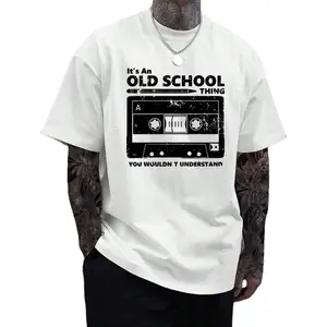 Men's Retro Graphic Cotton T-Shirt - "It's an Old School Thing" Vintage Cassette Tape Design, Soft Crew Neck, Casual Summer Tee,  Cotton, Machine Washable, Cotton T ShirtsFashion	Unisex T-shirts M-5XL